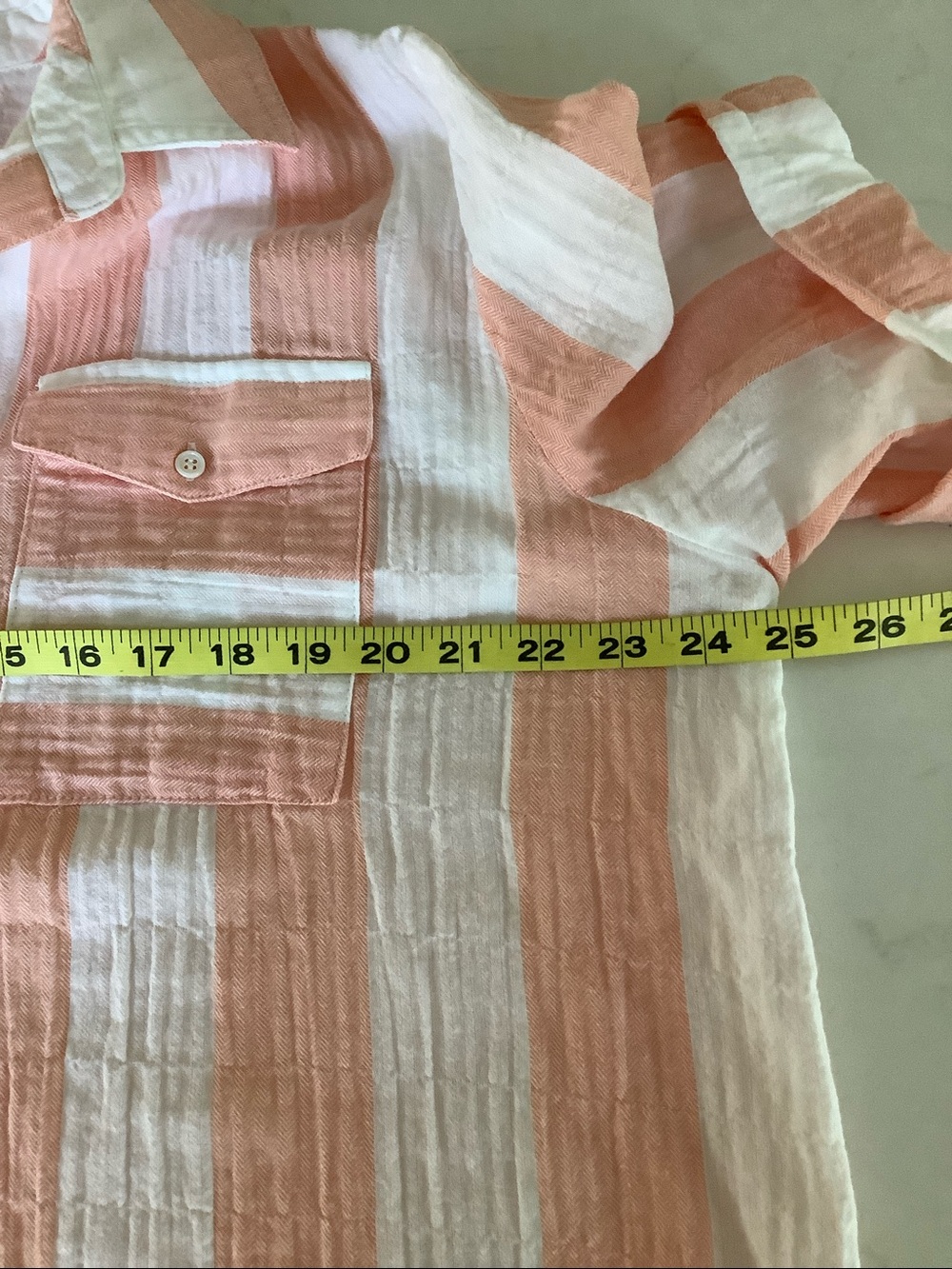 Vince Camuto Peach and White Striped Button-Down Shirt - Picture 8 of 10
